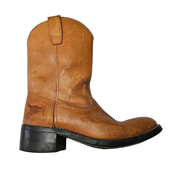 Texas Steer Leather Steel Toe Work Boot. Buckskin Size 7 - Picture 3 of 13